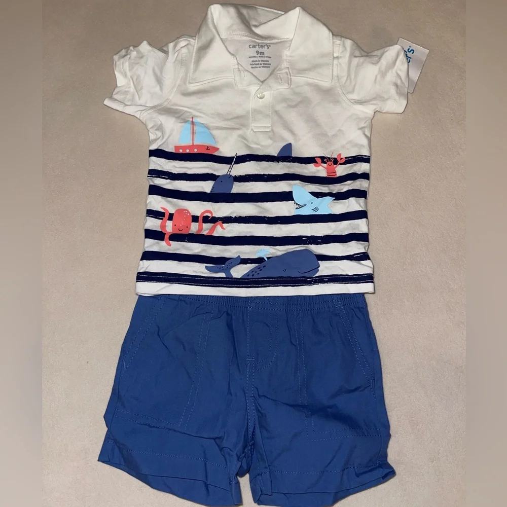 Carter's White and Blue Nautical Kids‎ Matching Set
